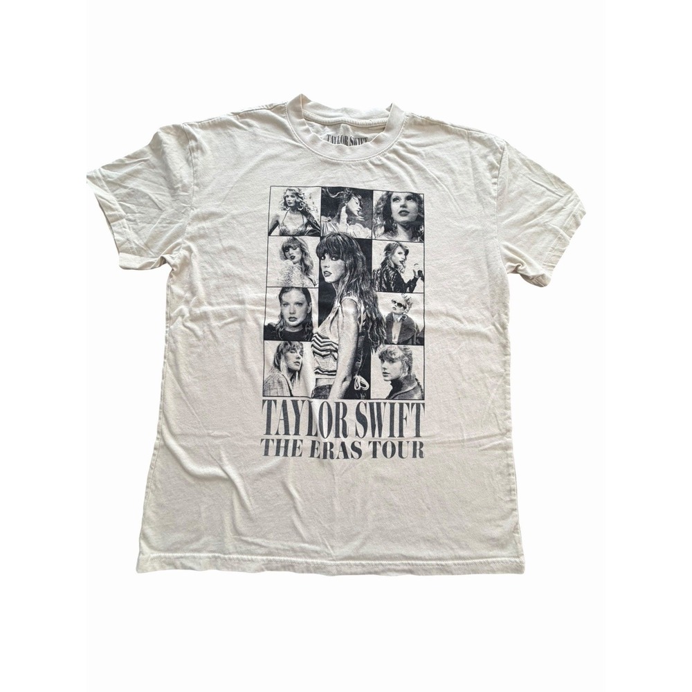 Taylor Swift The Eras Tour T-Shirt Medium Beige Concert Graphic‎ Cities #HH8-1